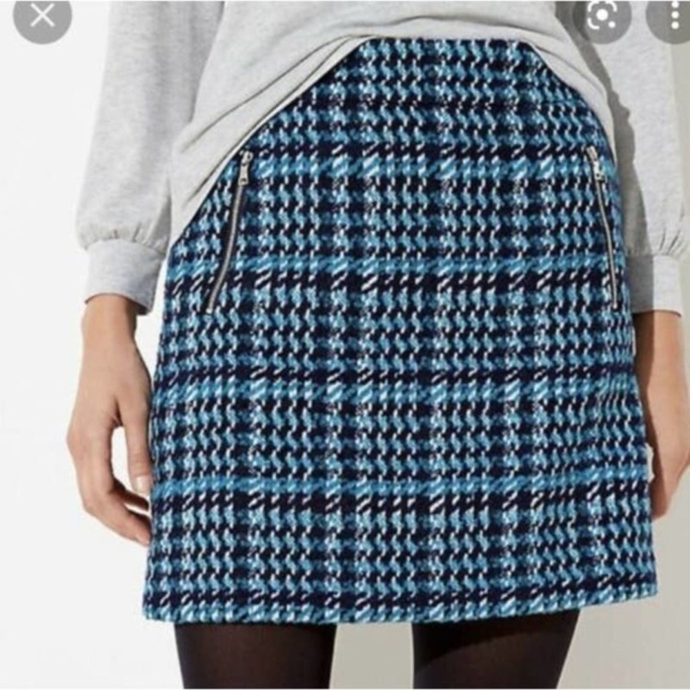 LOFT | Plaid Tweed Wool Blend Mini A-Line Skirt